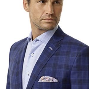 Custom Blazer in Blue Windowpane, High craftsmanship and quality material